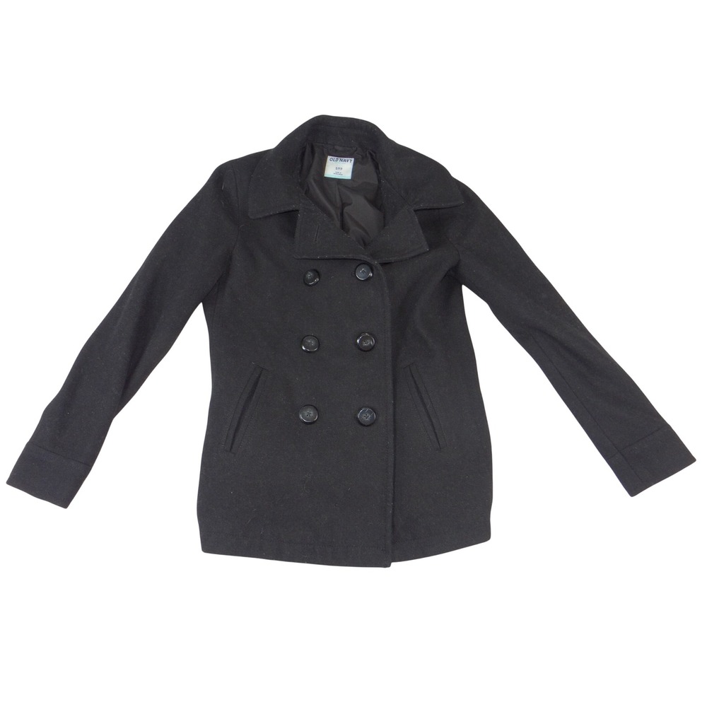 Old‎ Navy Womens Black Wool Blend Double Breasted Pea Coat Jacket Small